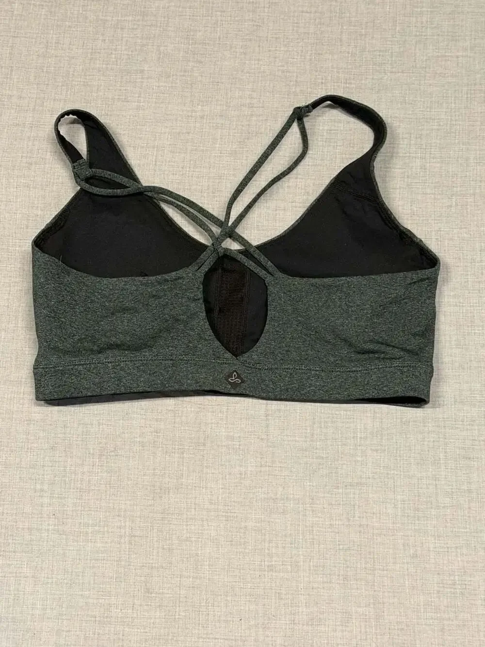 prAna Women's Heathered Green Strappy Yoga Sports Bra